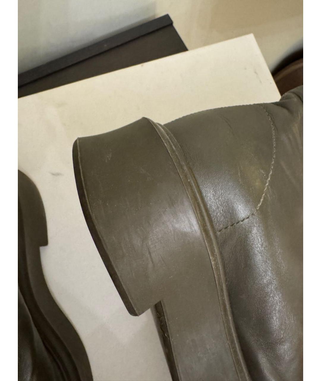 THE ROW Хаки кожаные ботинки, фото 7