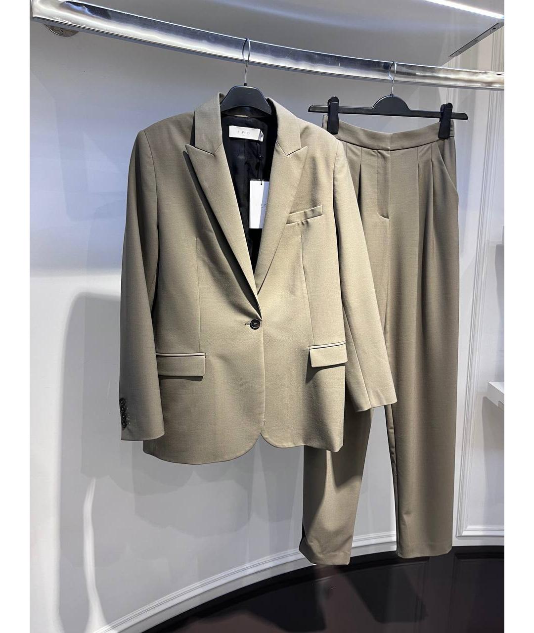 IRO Бежевый шерстяной костюм с брюками, фото 2