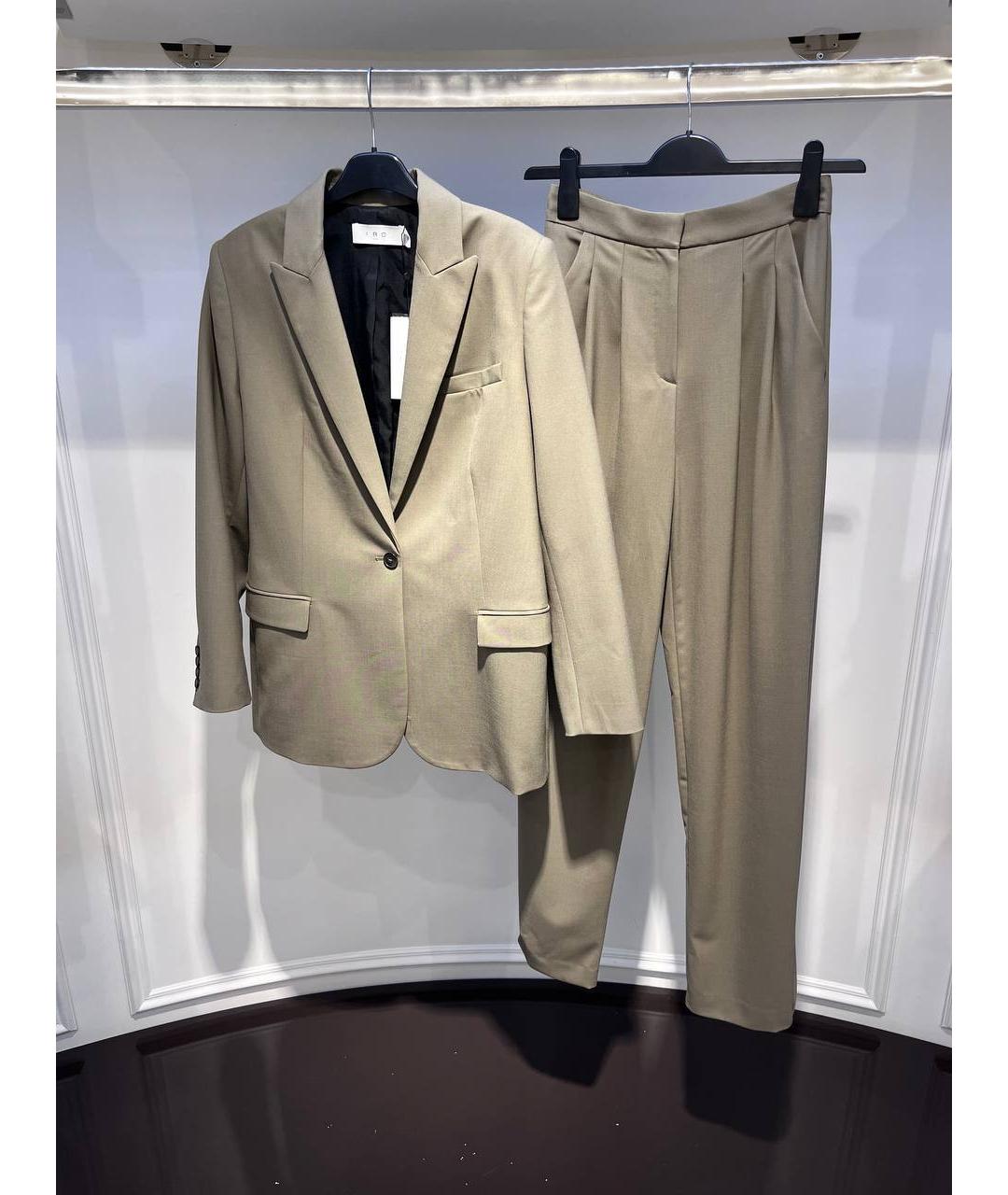 IRO Бежевый шерстяной костюм с брюками, фото 6