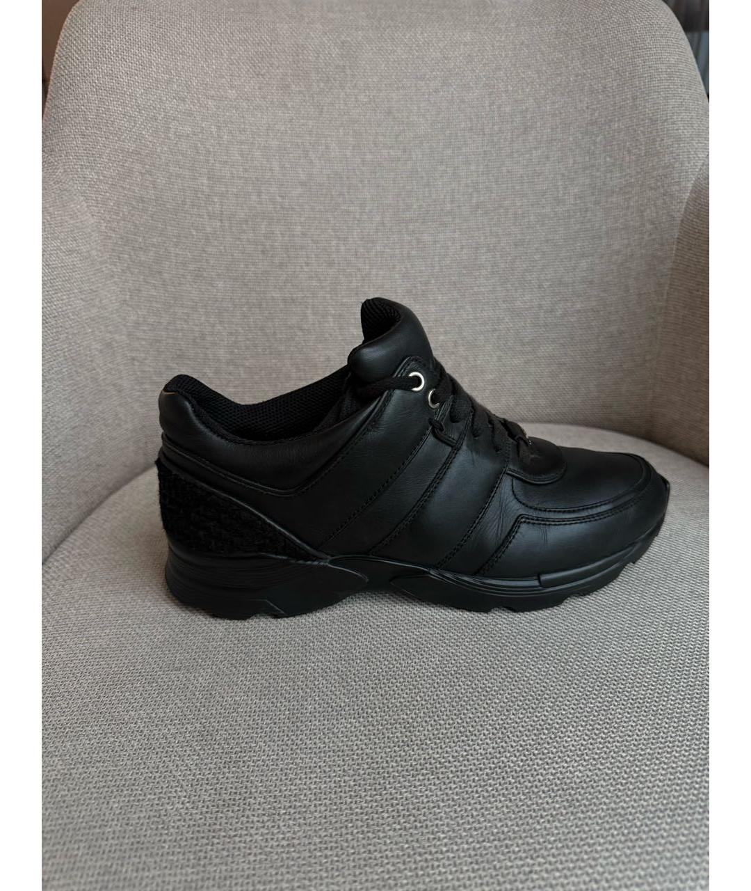 CHANEL Черные кожаные кроссовки, фото 9
