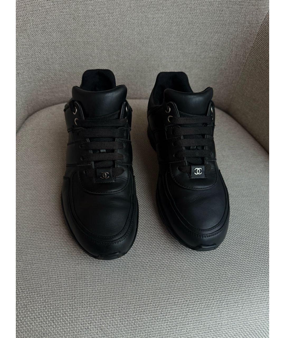 CHANEL Черные кожаные кроссовки, фото 6