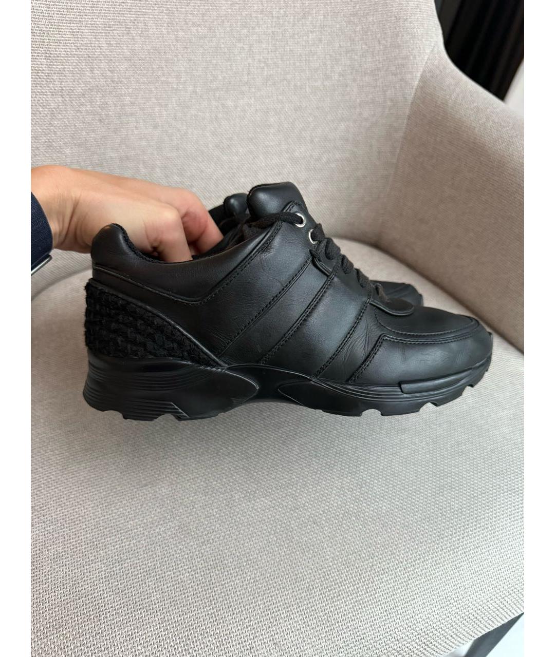 CHANEL Черные кожаные кроссовки, фото 8