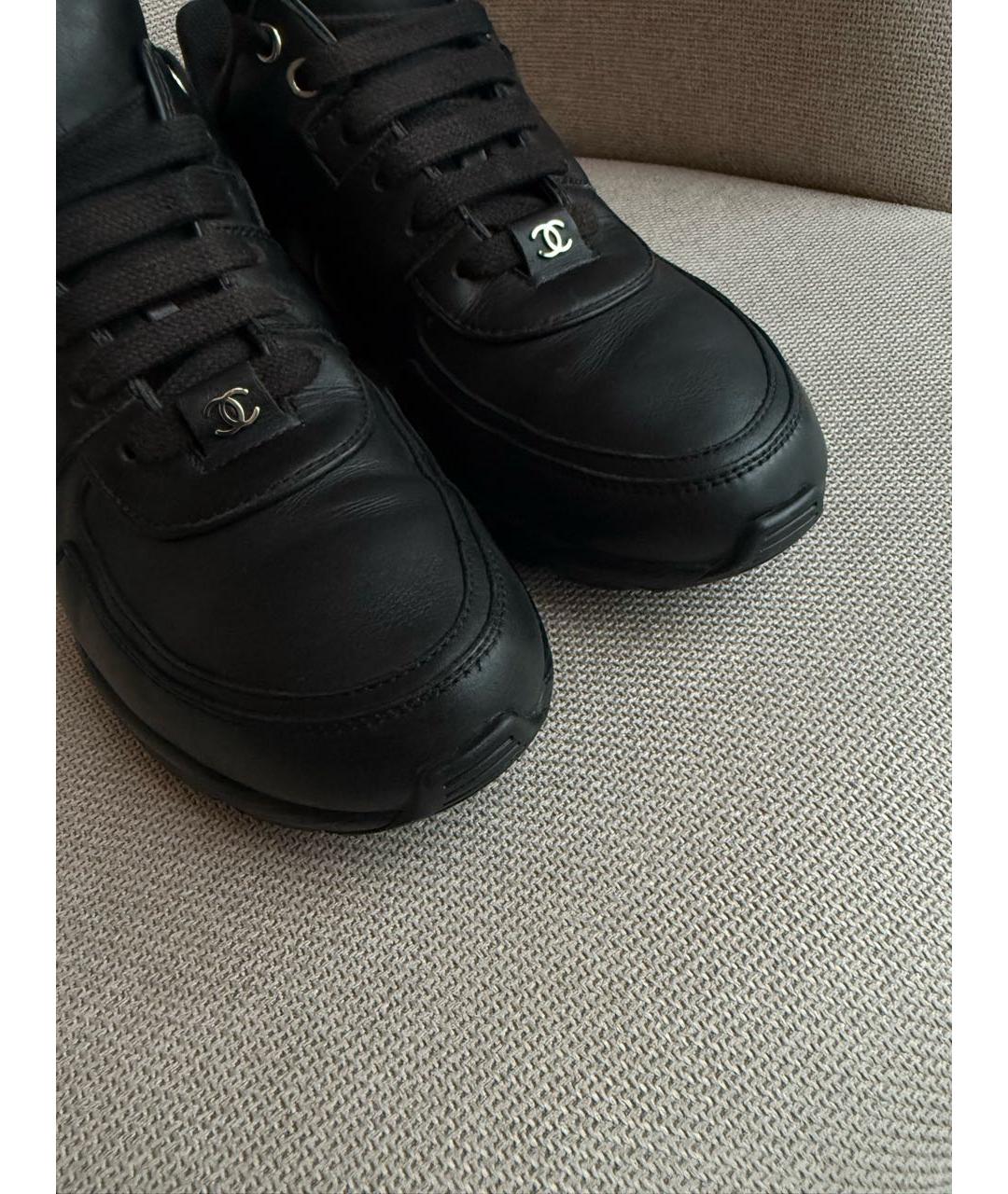 CHANEL Черные кожаные кроссовки, фото 7