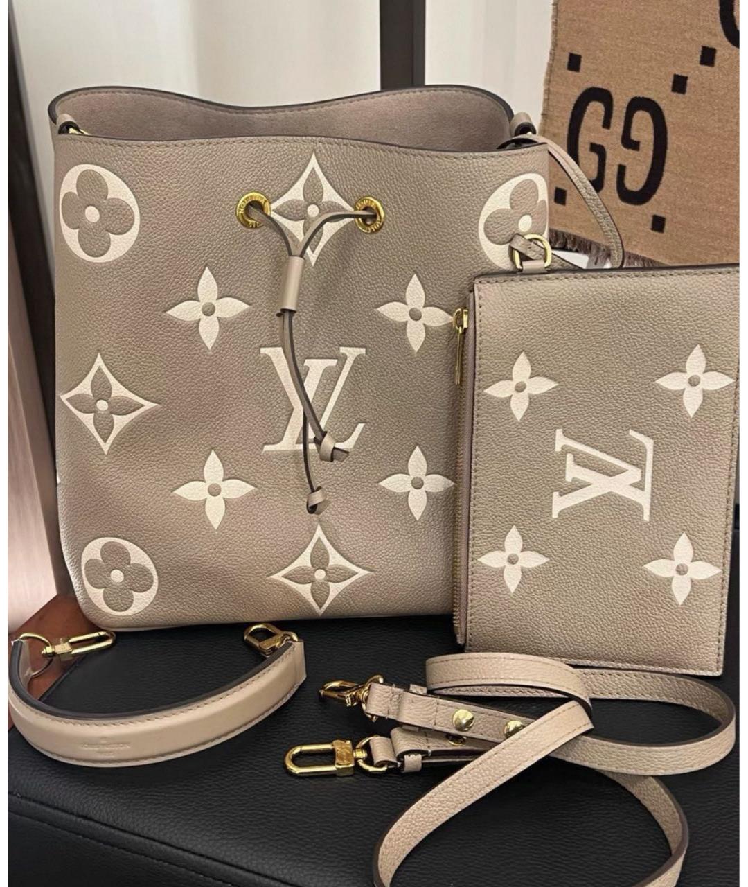 LOUIS VUITTON Бежевая кожаная сумка через плечо, фото 2