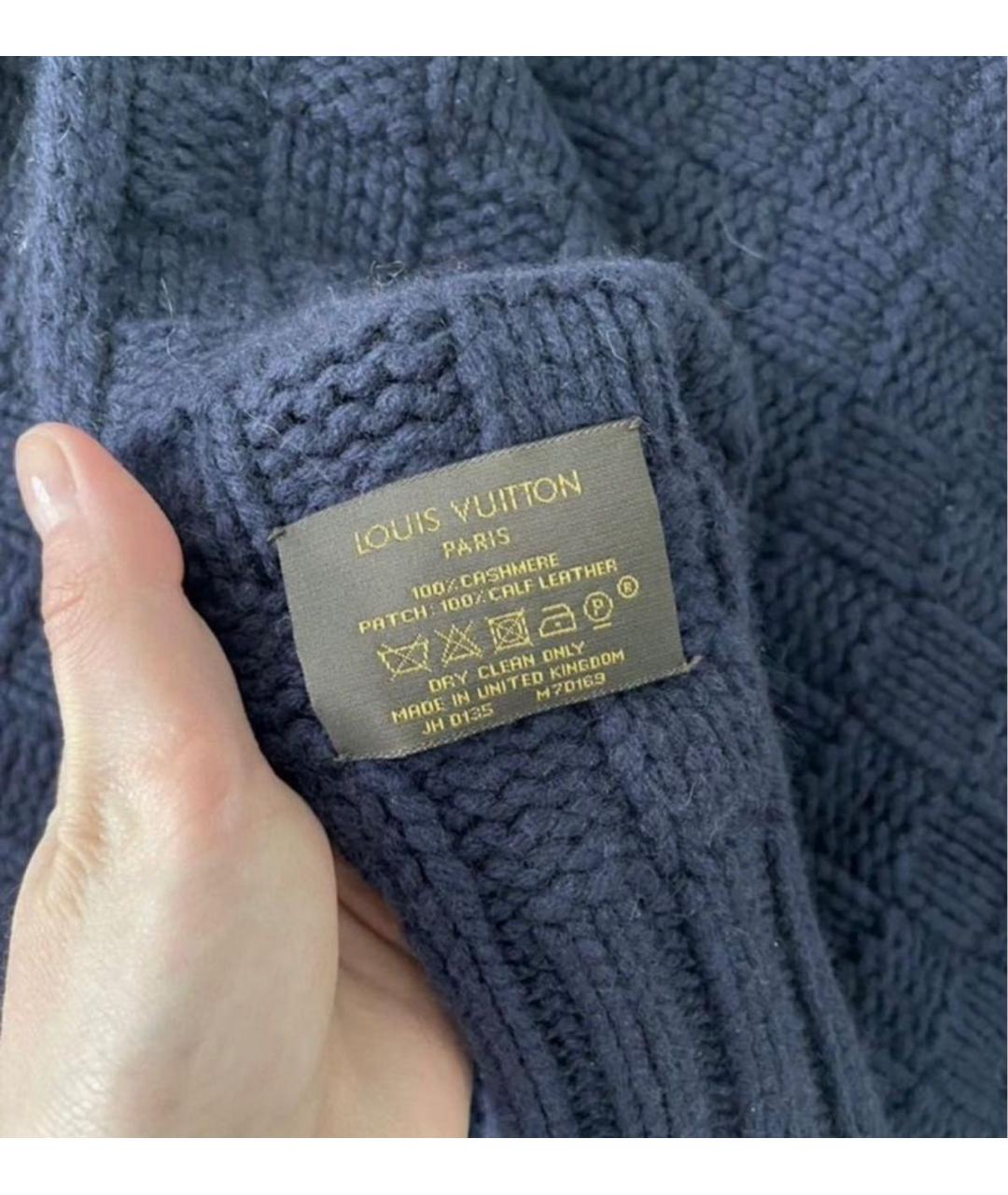 LOUIS VUITTON Темно-синий кашемировый шарф, фото 3