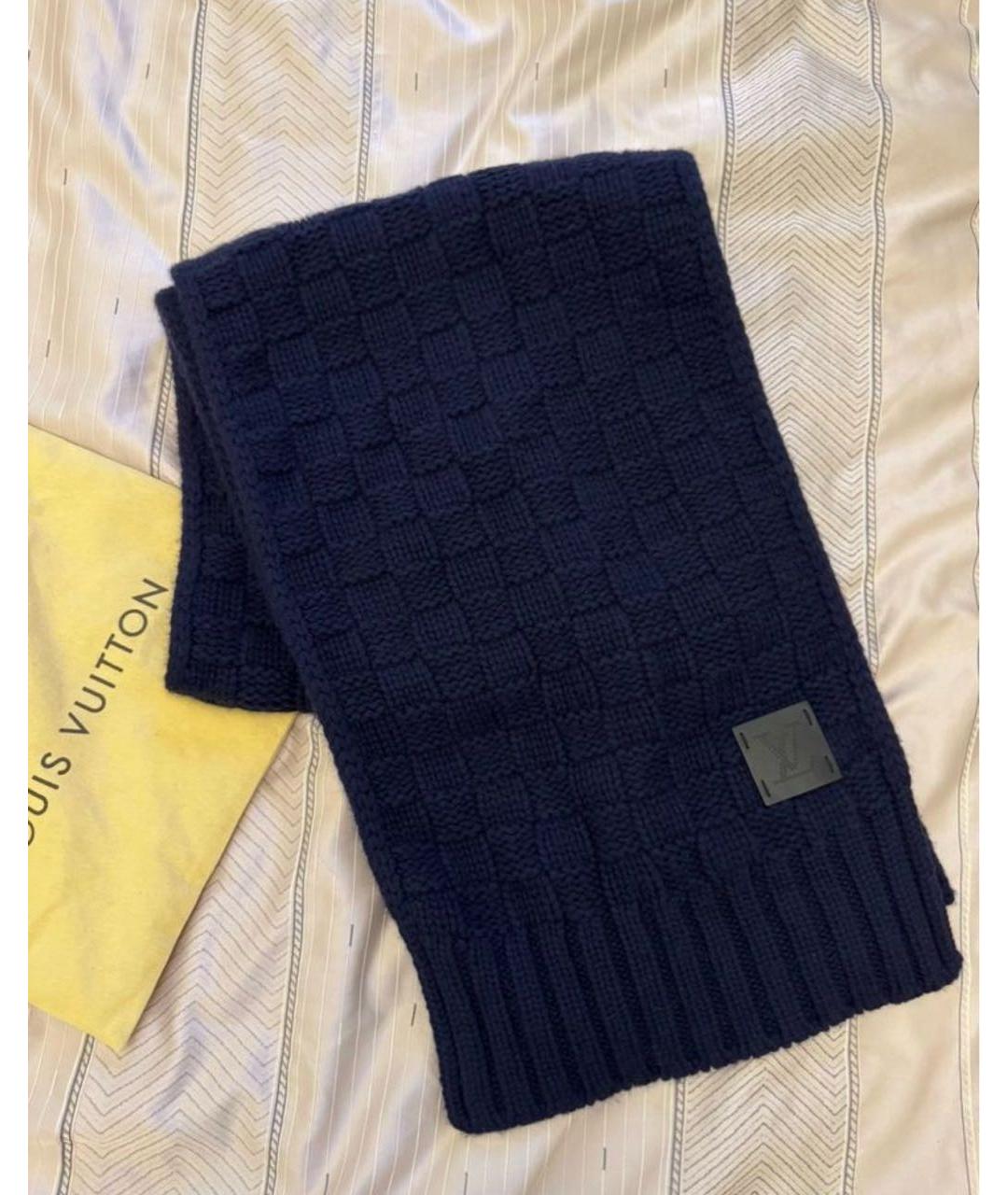 LOUIS VUITTON Темно-синий кашемировый шарф, фото 2