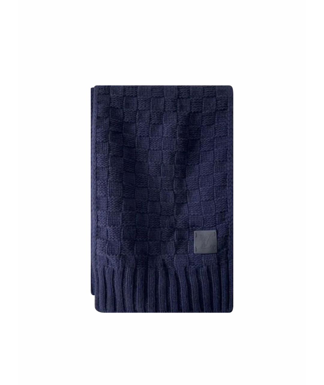 LOUIS VUITTON Темно-синий кашемировый шарф, фото 4