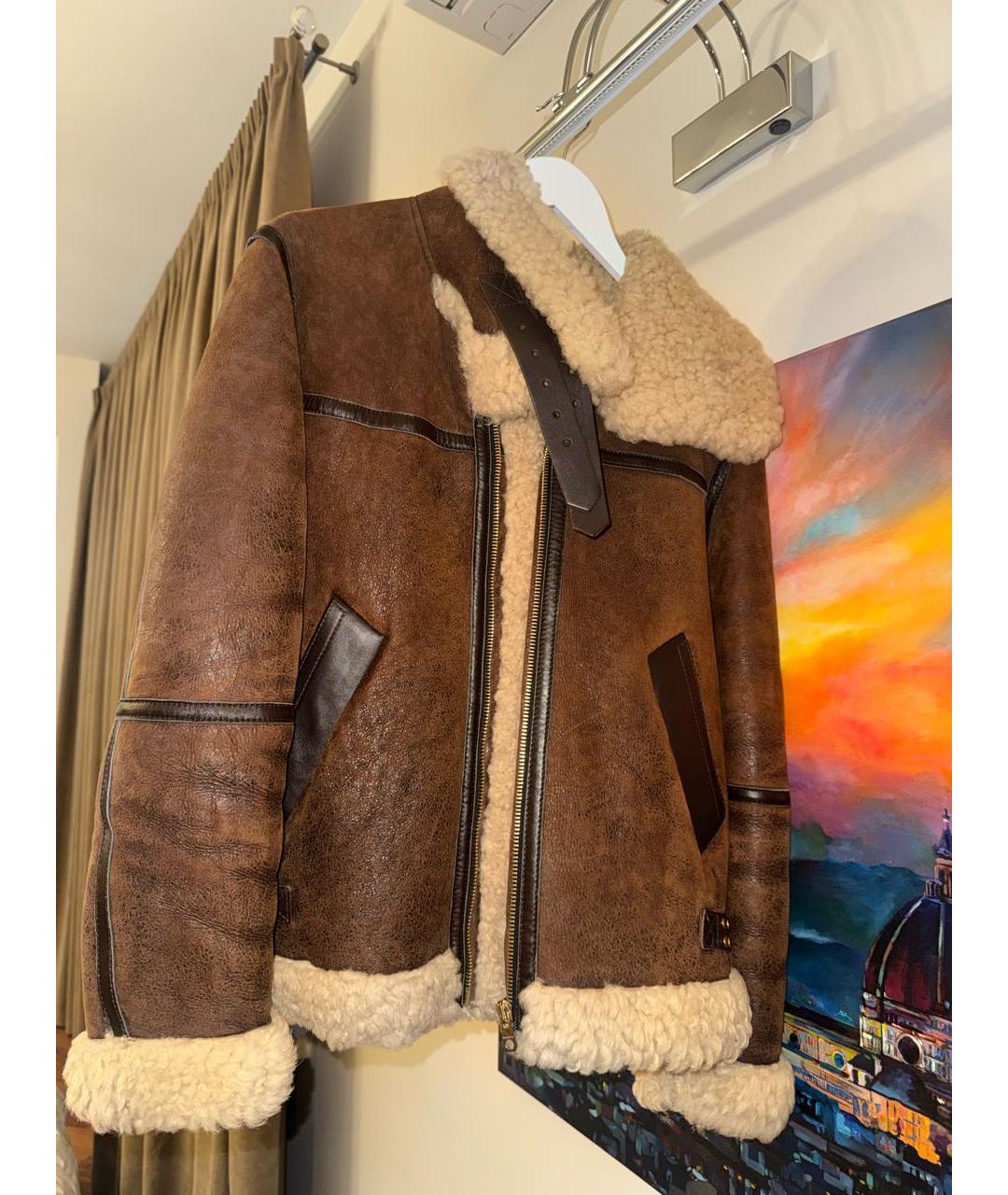 SANDRO Коричневая кожаная дубленка, фото 5