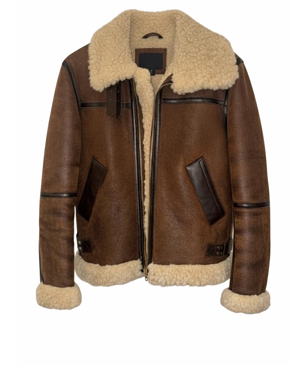 SANDRO Коричневая кожаная дубленка, фото 1