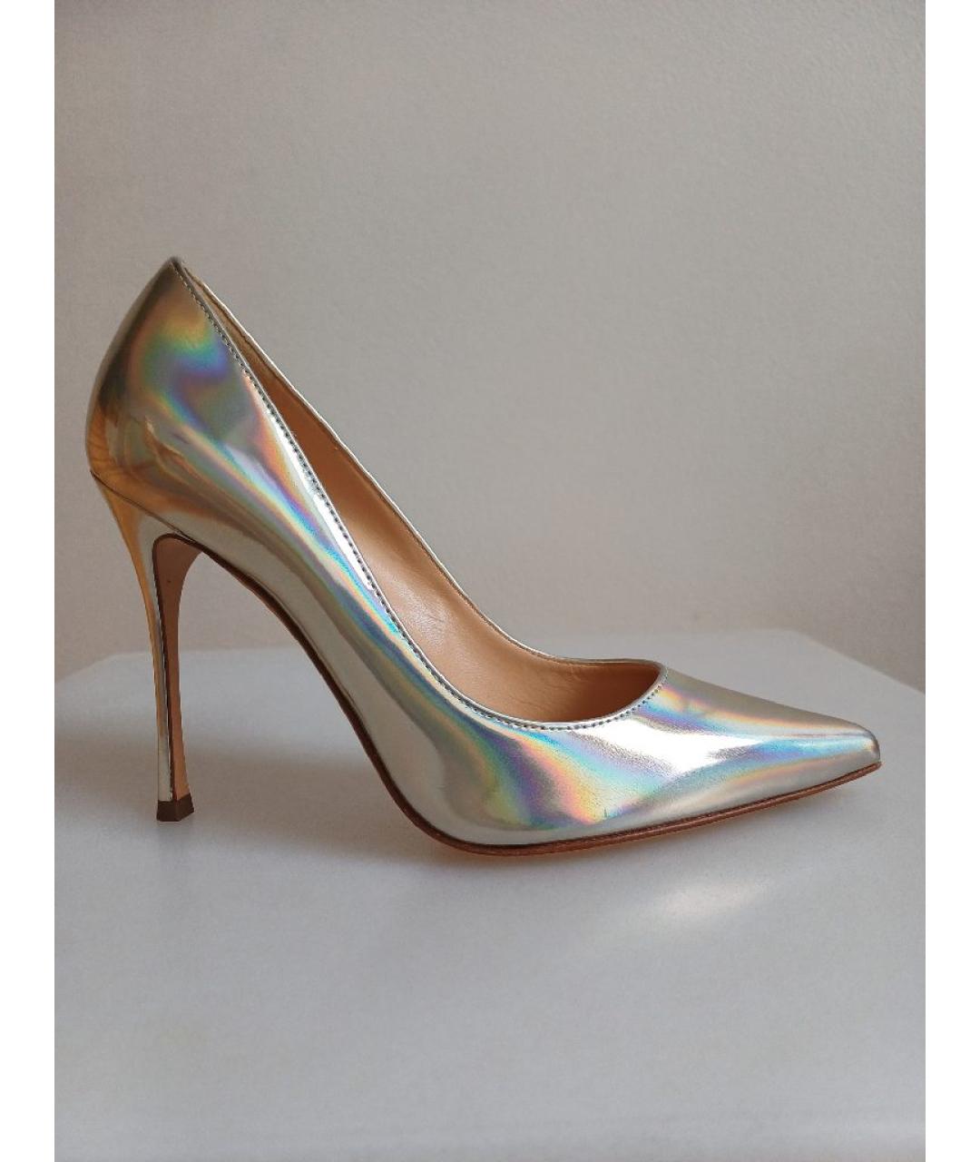 SERGIO ROSSI Золотые кожаные туфли, фото 10