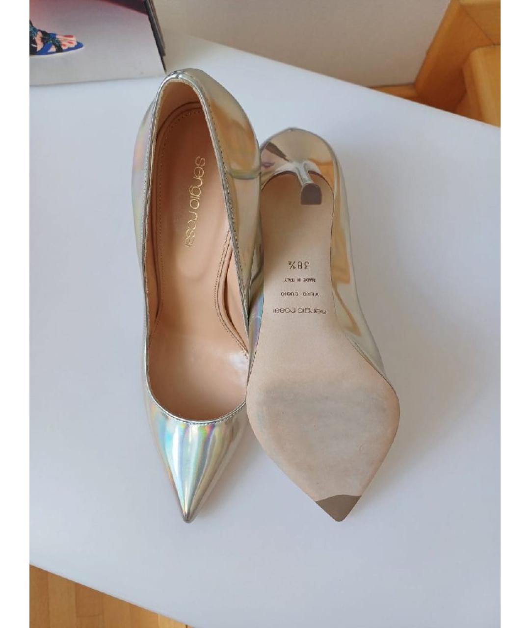 SERGIO ROSSI Золотые кожаные туфли, фото 9