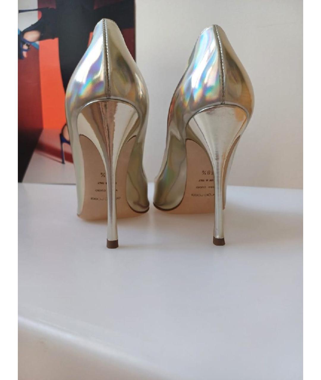 SERGIO ROSSI Золотые кожаные туфли, фото 8