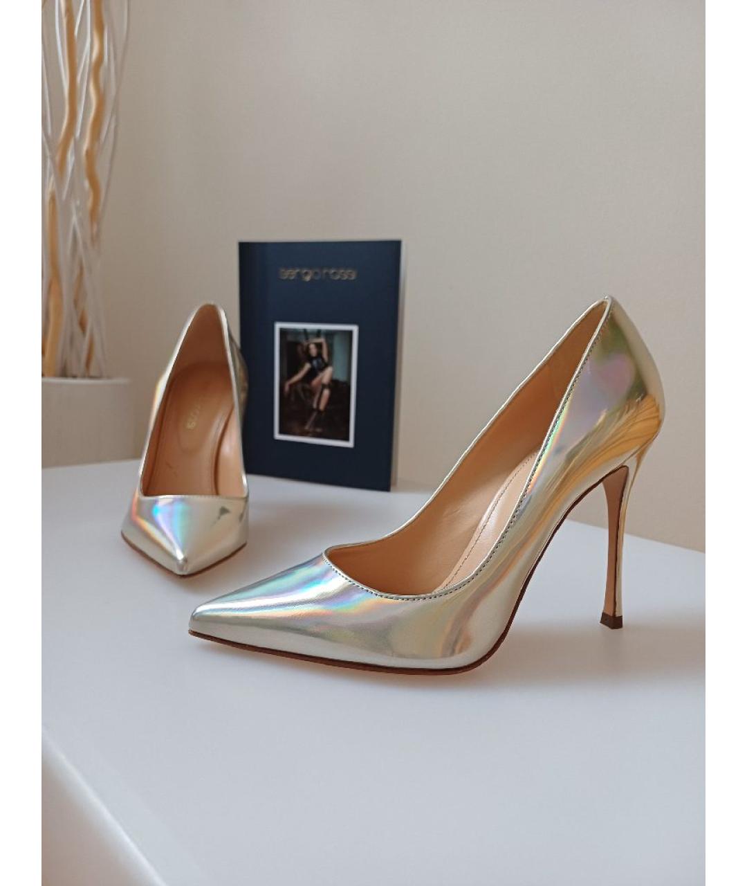 SERGIO ROSSI Золотые кожаные туфли, фото 6