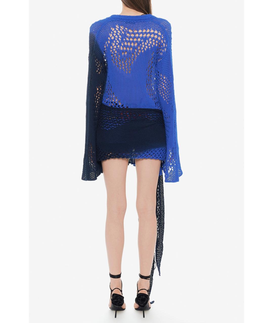 THE ATTICO Синее шерстяное коктейльное платье, фото 7