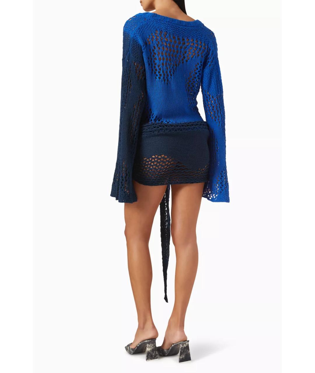 THE ATTICO Синее шерстяное коктейльное платье, фото 4