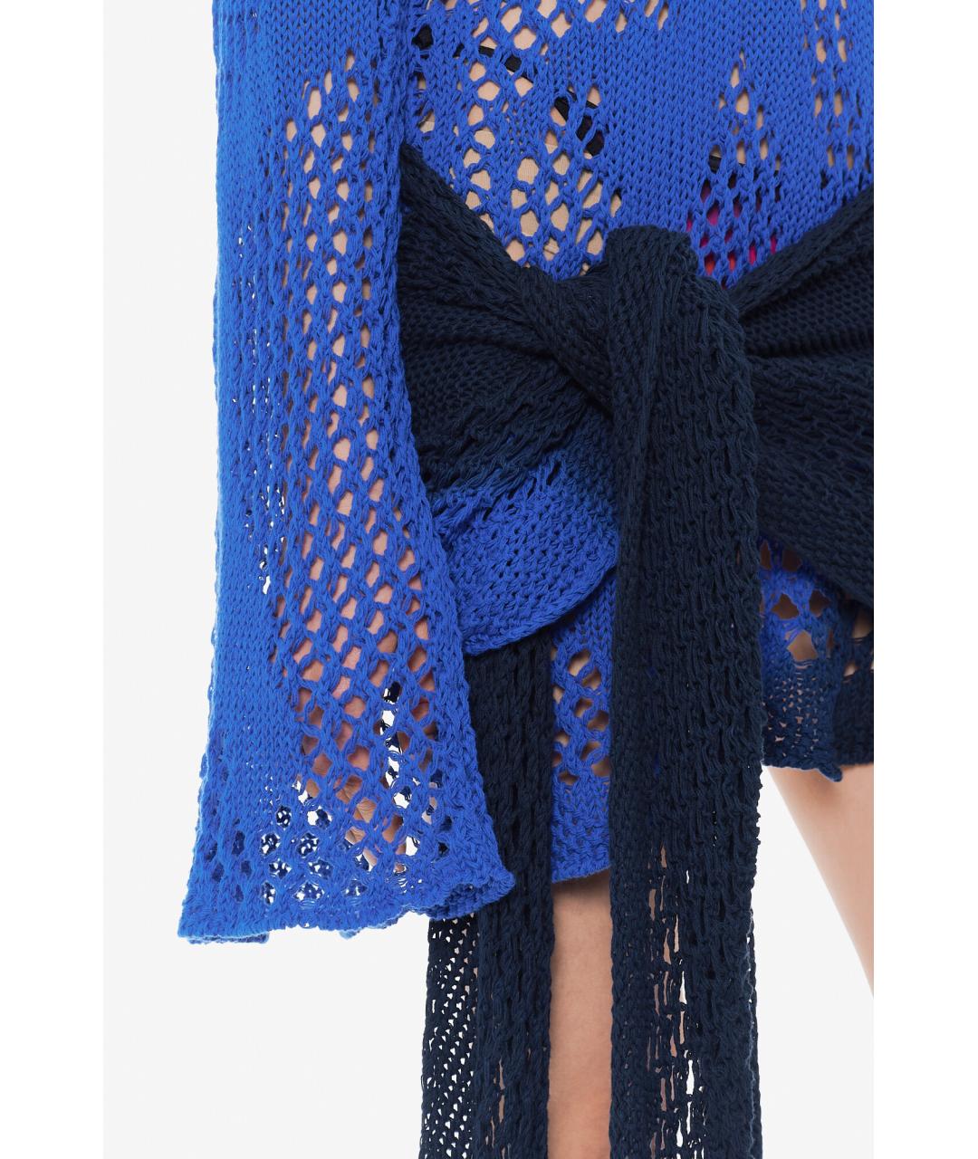 THE ATTICO Синее шерстяное коктейльное платье, фото 8