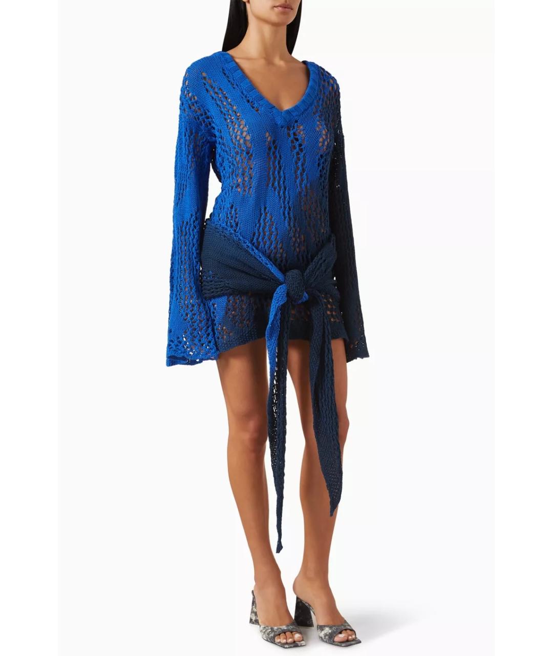 THE ATTICO Синее шерстяное коктейльное платье, фото 3