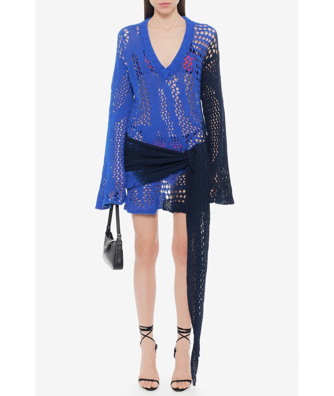 THE ATTICO Синее шерстяное коктейльное платье, фото 5