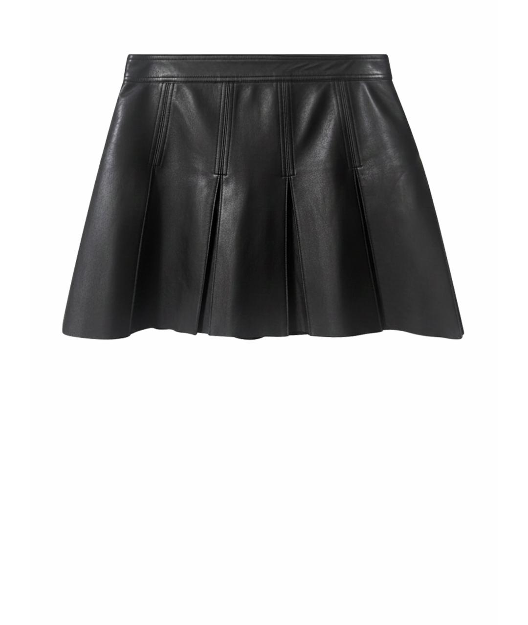 RALPH LAUREN Черная кожаная юбка мини, фото 1