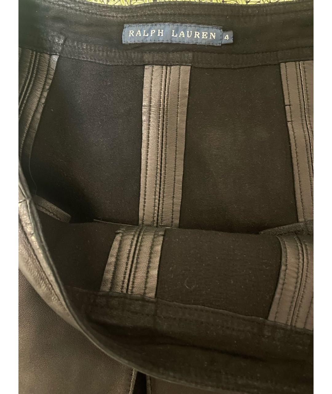 RALPH LAUREN Черная кожаная юбка мини, фото 4