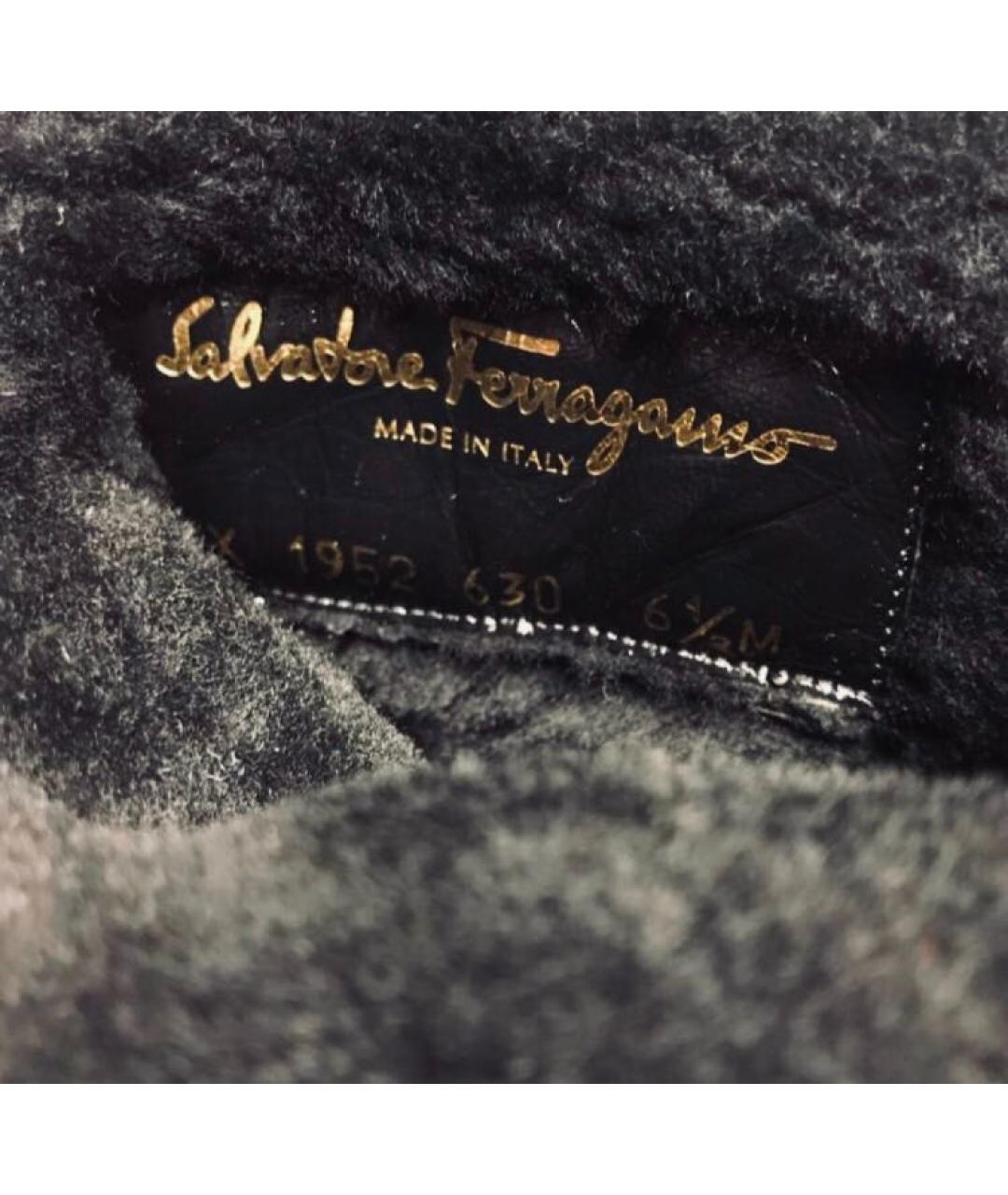 FERRAGAMO Черные замшевые сапоги, фото 4