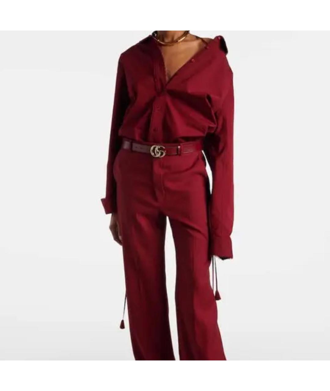 GUCCI Бордовые шерстяные классические брюки, фото 5