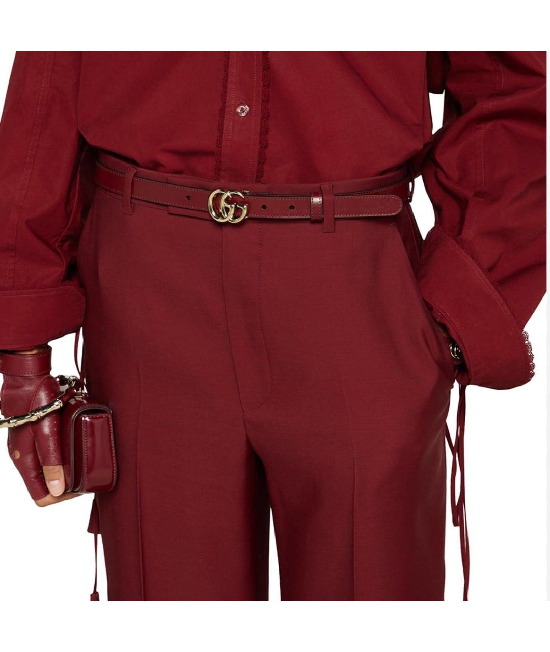 GUCCI Бордовые шерстяные классические брюки, фото 4