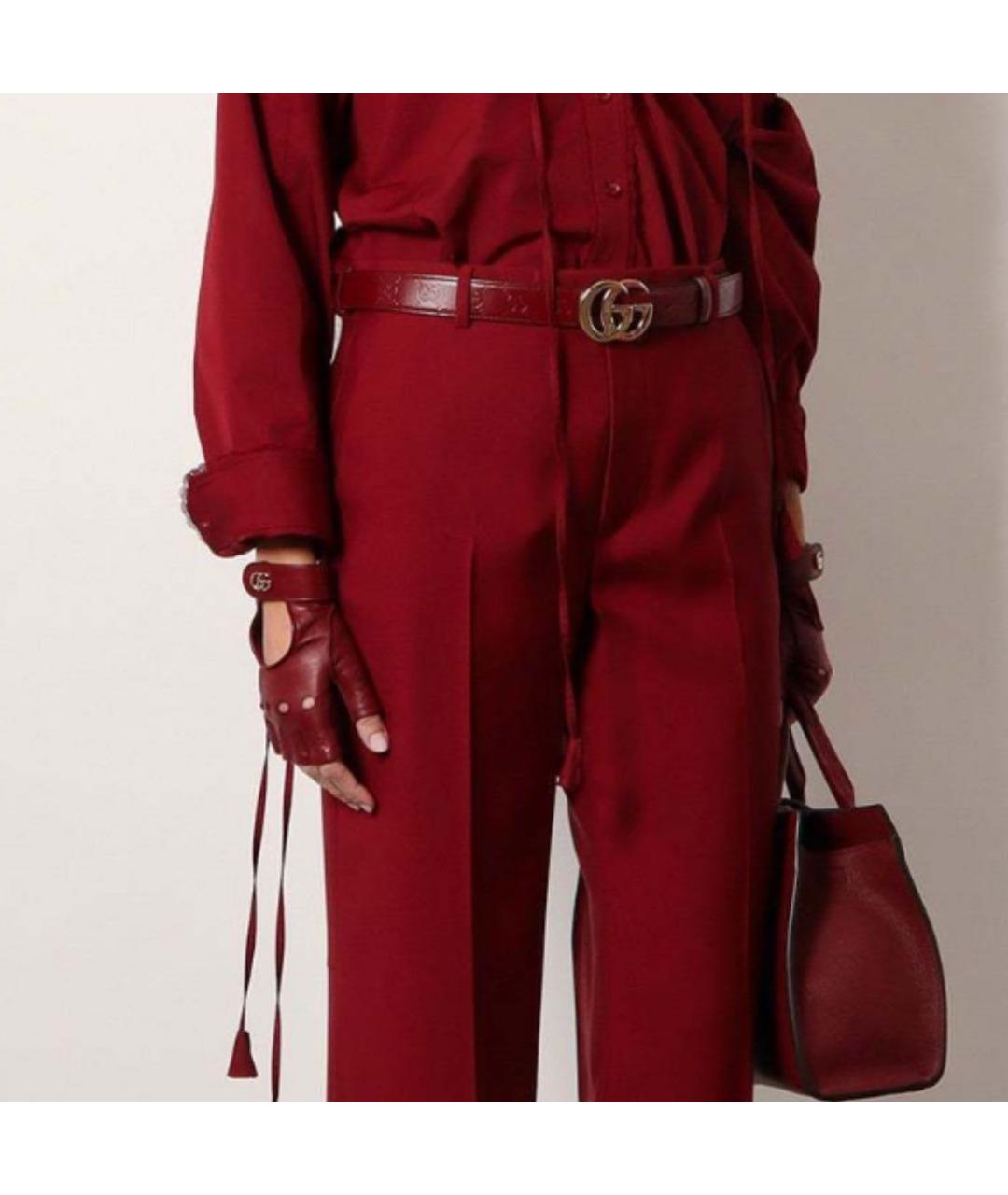 GUCCI Бордовые шерстяные классические брюки, фото 6