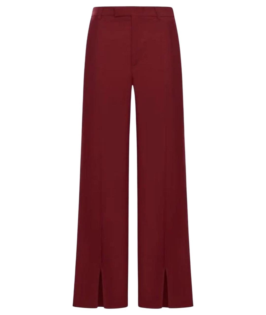 GUCCI Бордовые шерстяные классические брюки, фото 1