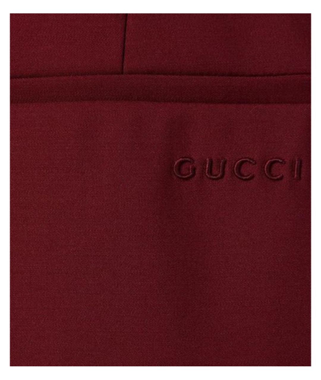 GUCCI Бордовые шерстяные классические брюки, фото 3