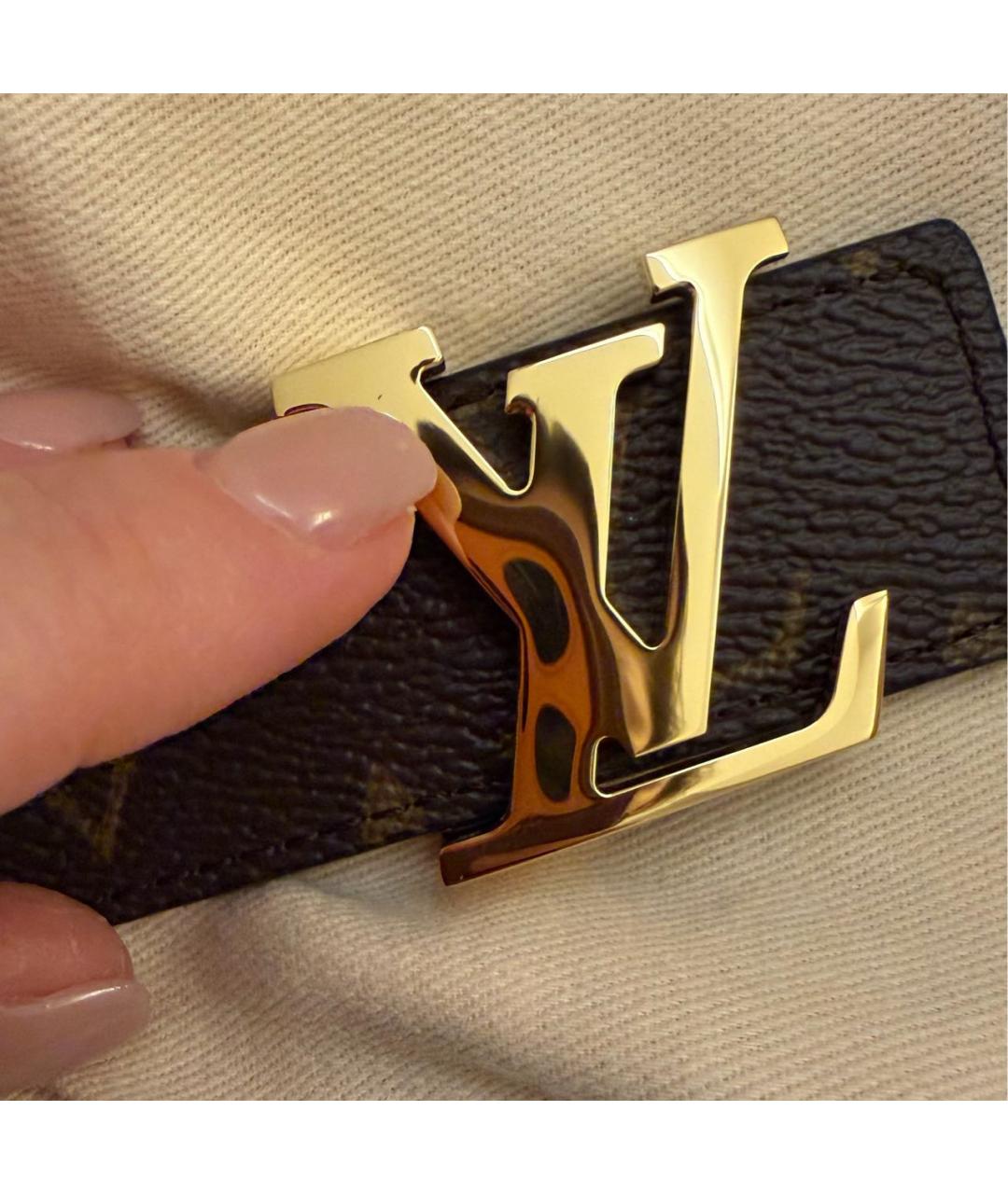 LOUIS VUITTON Черный кожаный ремень, фото 4