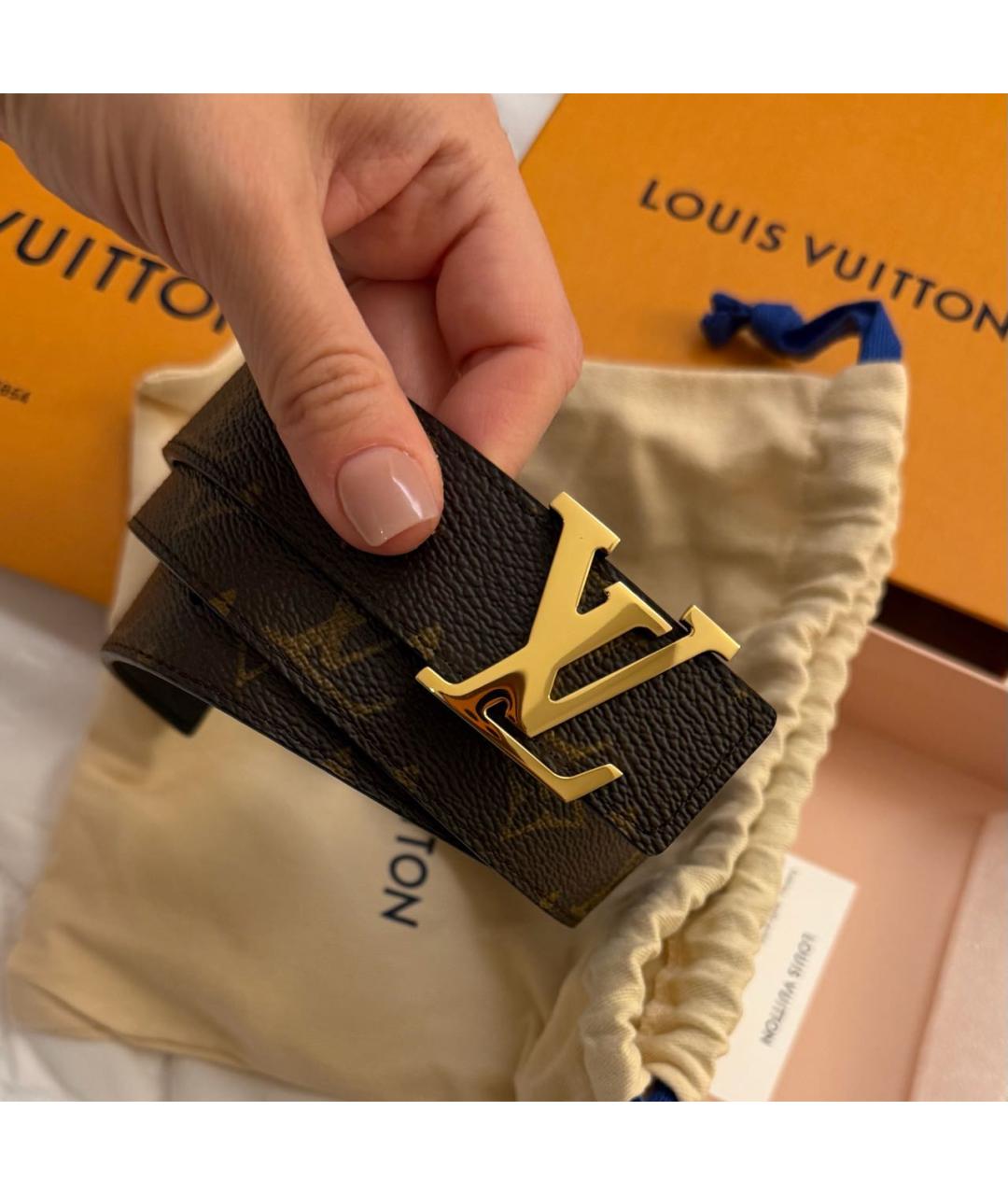 LOUIS VUITTON Черный кожаный ремень, фото 5