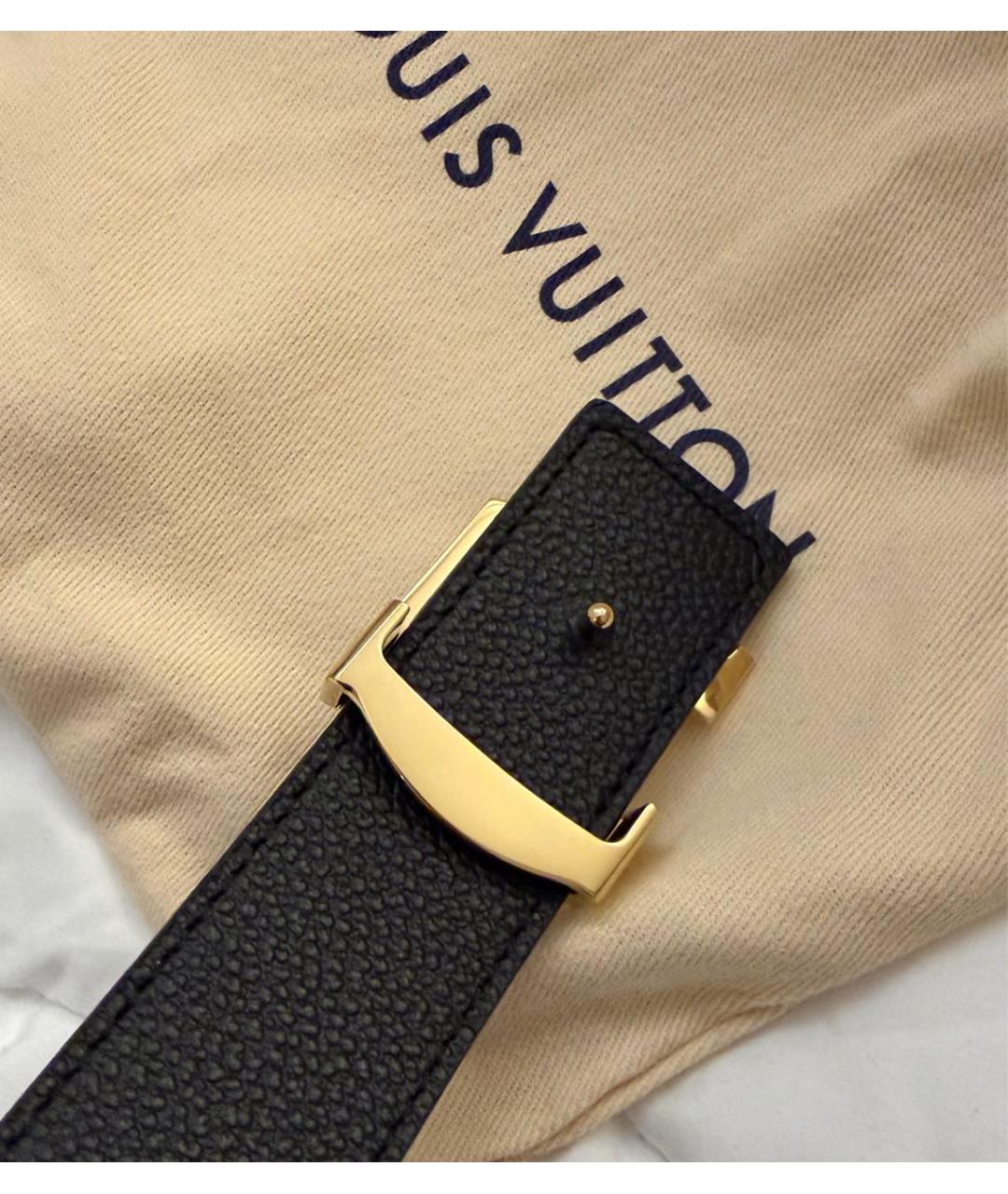 LOUIS VUITTON Черный кожаный ремень, фото 2