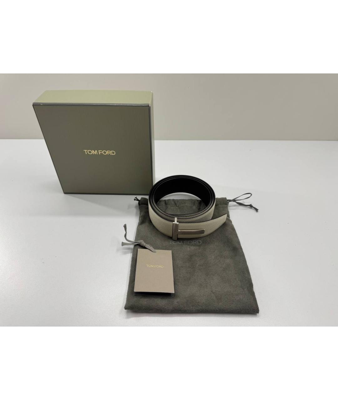 TOM FORD Белый кожаный ремень, фото 2