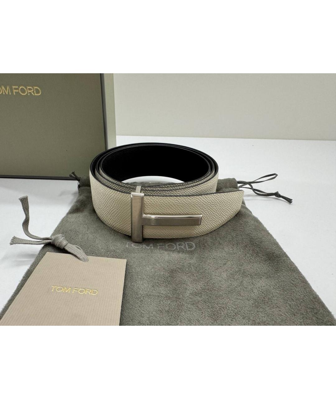 TOM FORD Белый кожаный ремень, фото 3