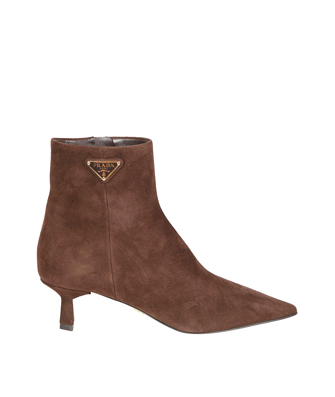 PRADA Коричневые замшевые ботильоны, фото 1