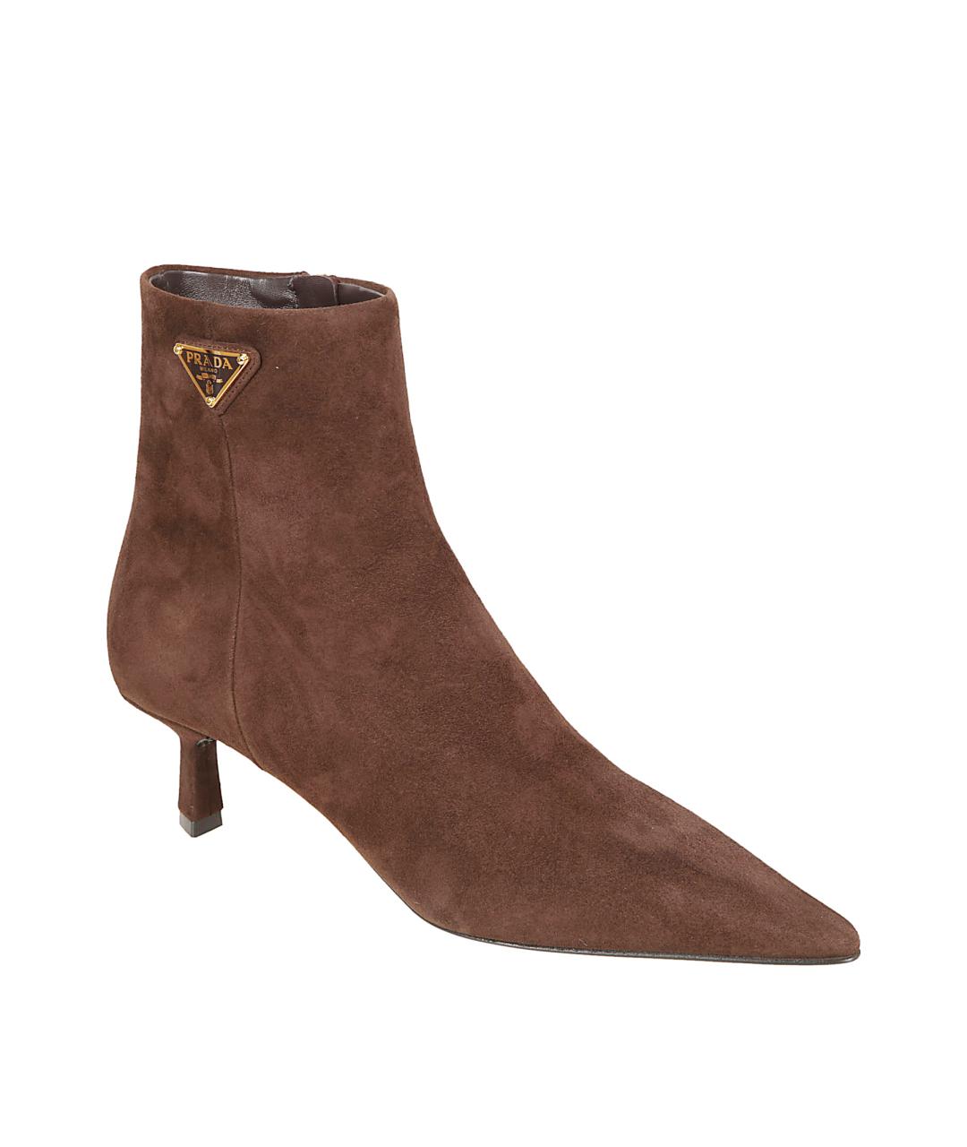 PRADA Коричневые замшевые ботильоны, фото 2