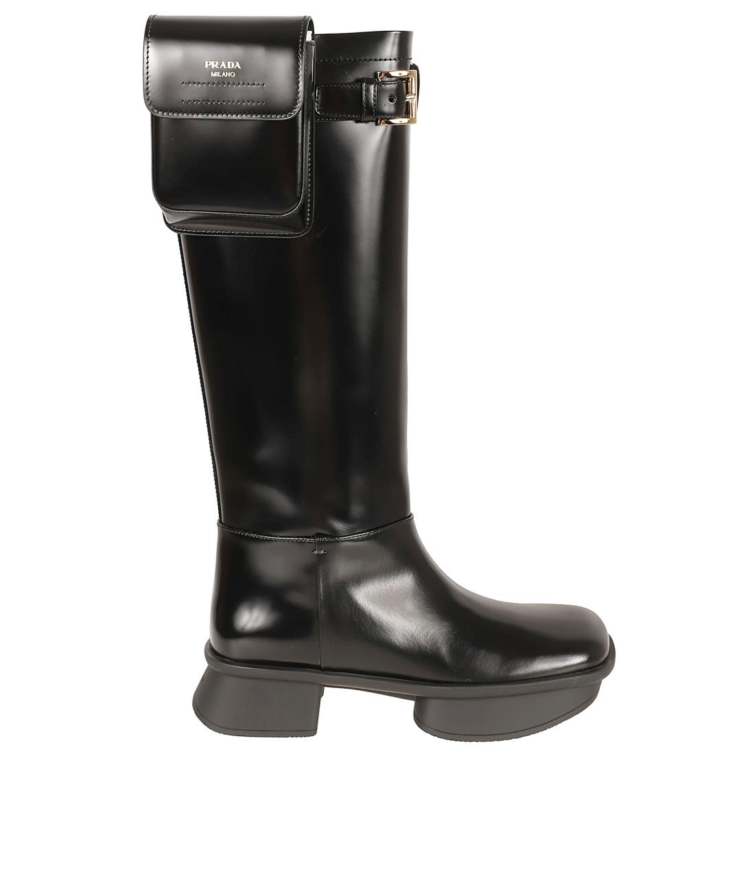 PRADA Черные кожаные сапоги, фото 1