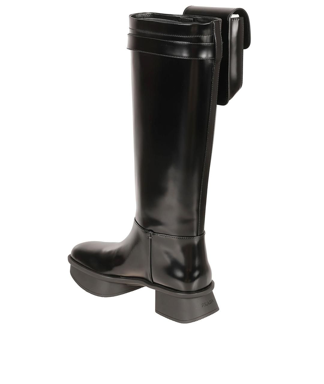 PRADA Черные кожаные сапоги, фото 3