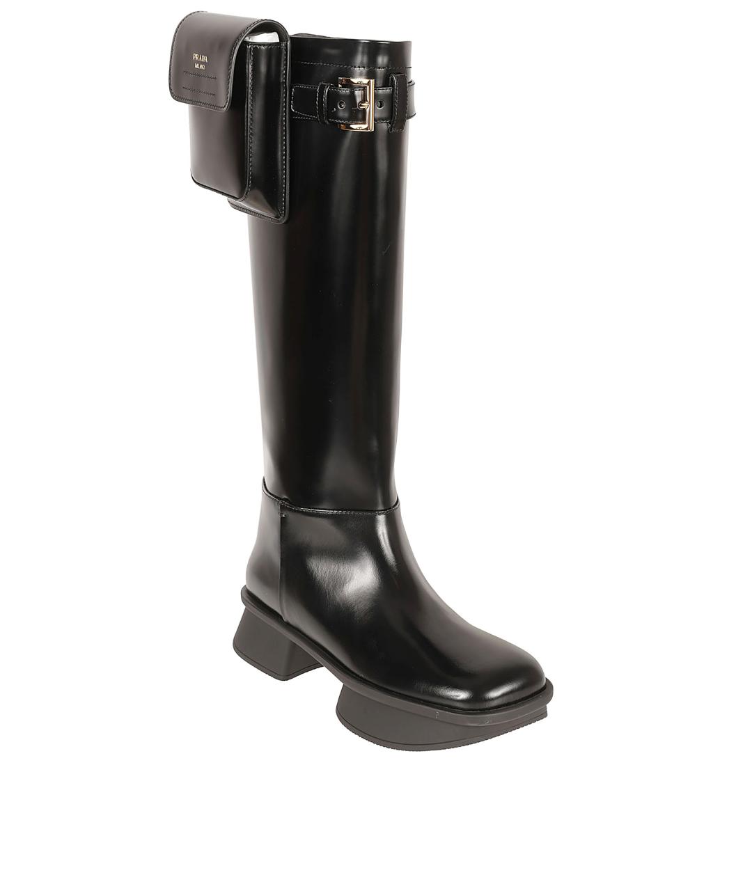 PRADA Черные кожаные сапоги, фото 2