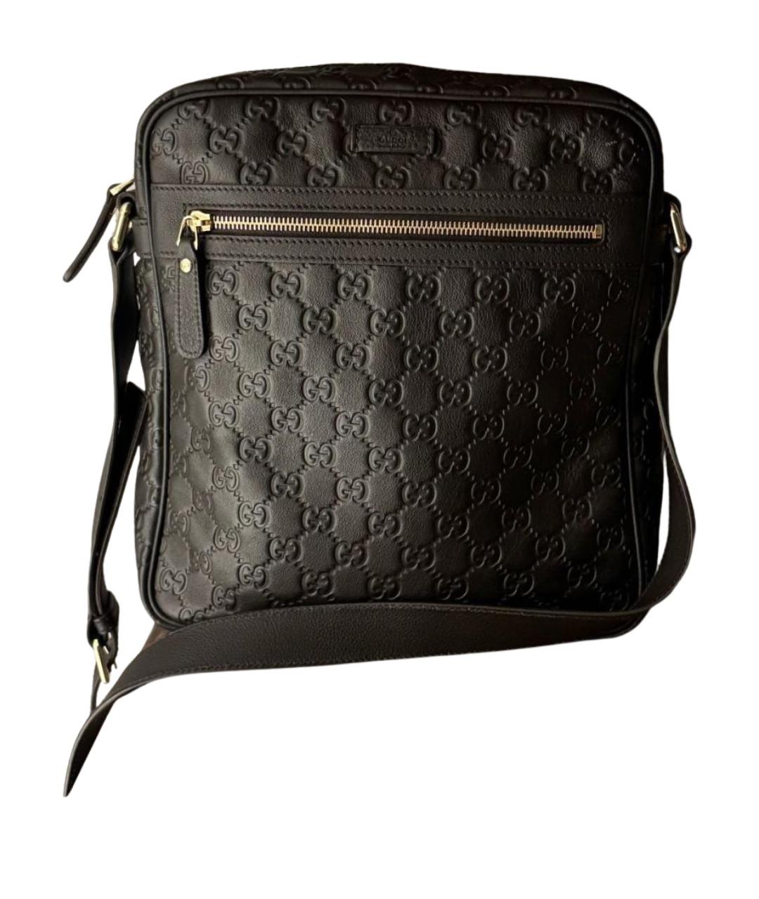 GUCCI Коричневая кожаная сумка на плечо, фото 1