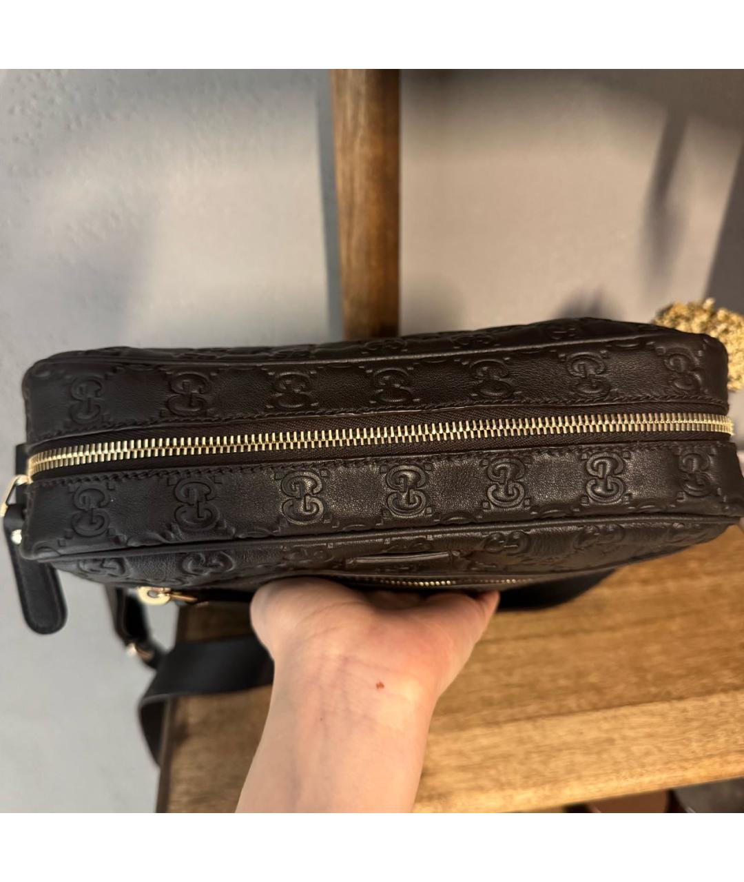 GUCCI Коричневая кожаная сумка на плечо, фото 4