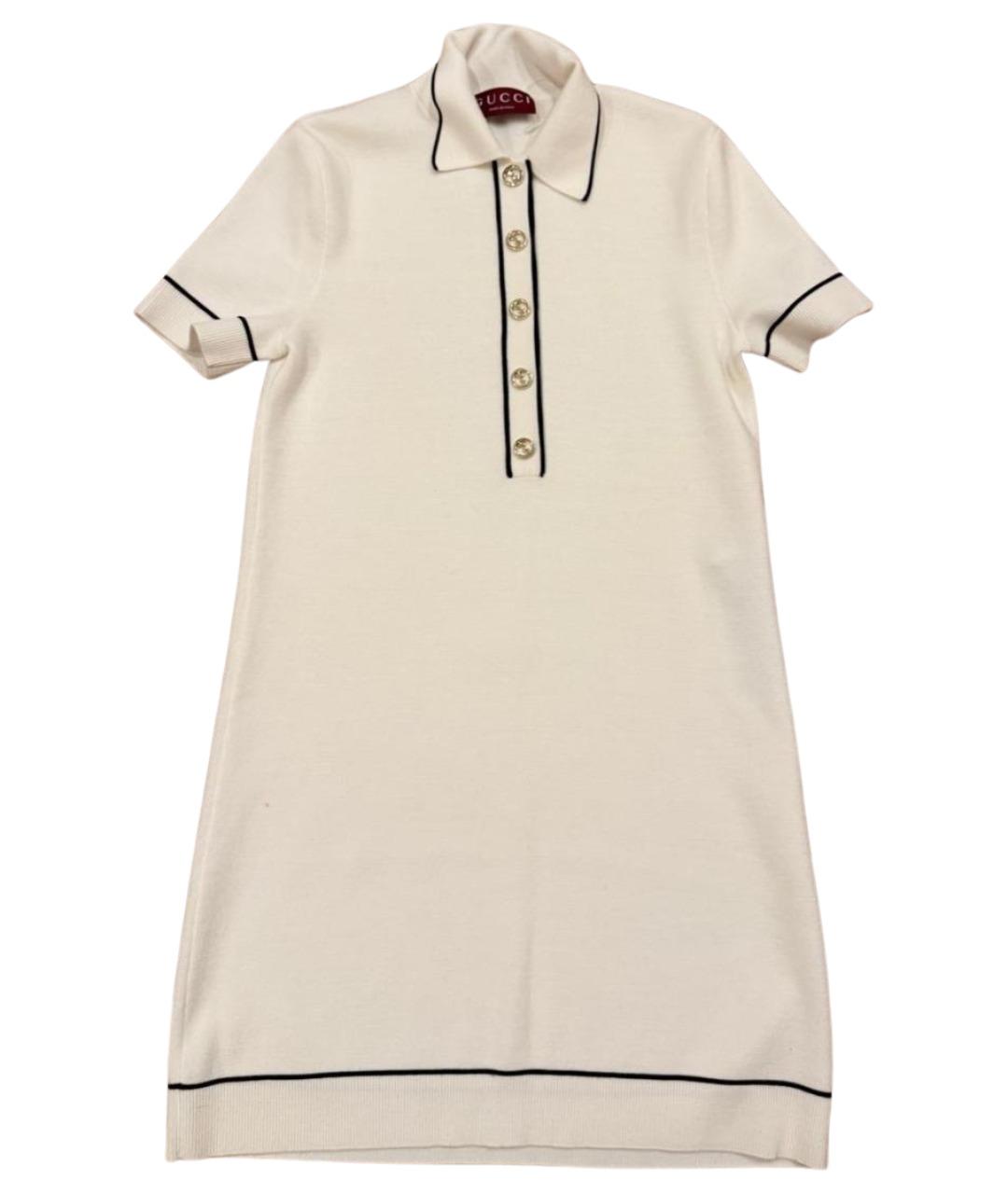 GUCCI Белое шерстяное повседневное платье, фото 1