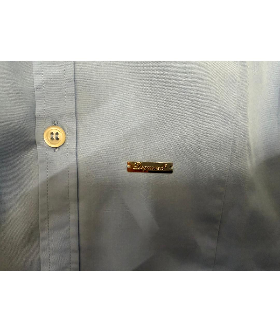 DSQUARED2 Голубая хлопко-эластановая рубашка, фото 3