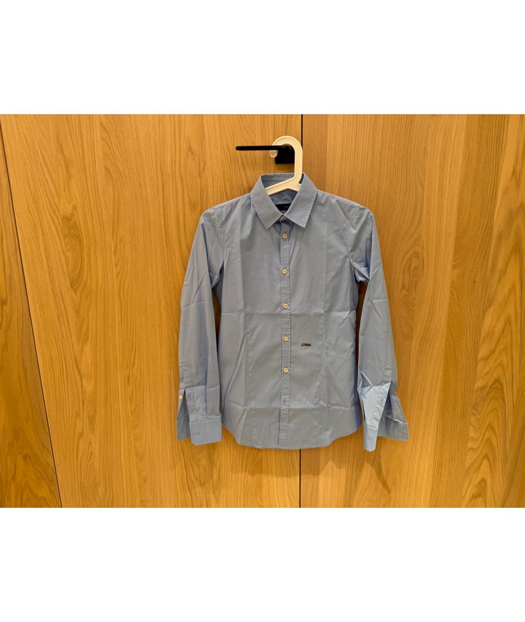 DSQUARED2 Голубая хлопко-эластановая рубашка, фото 7