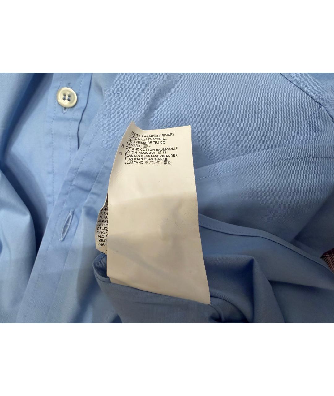 DSQUARED2 Голубая хлопко-эластановая рубашка, фото 6