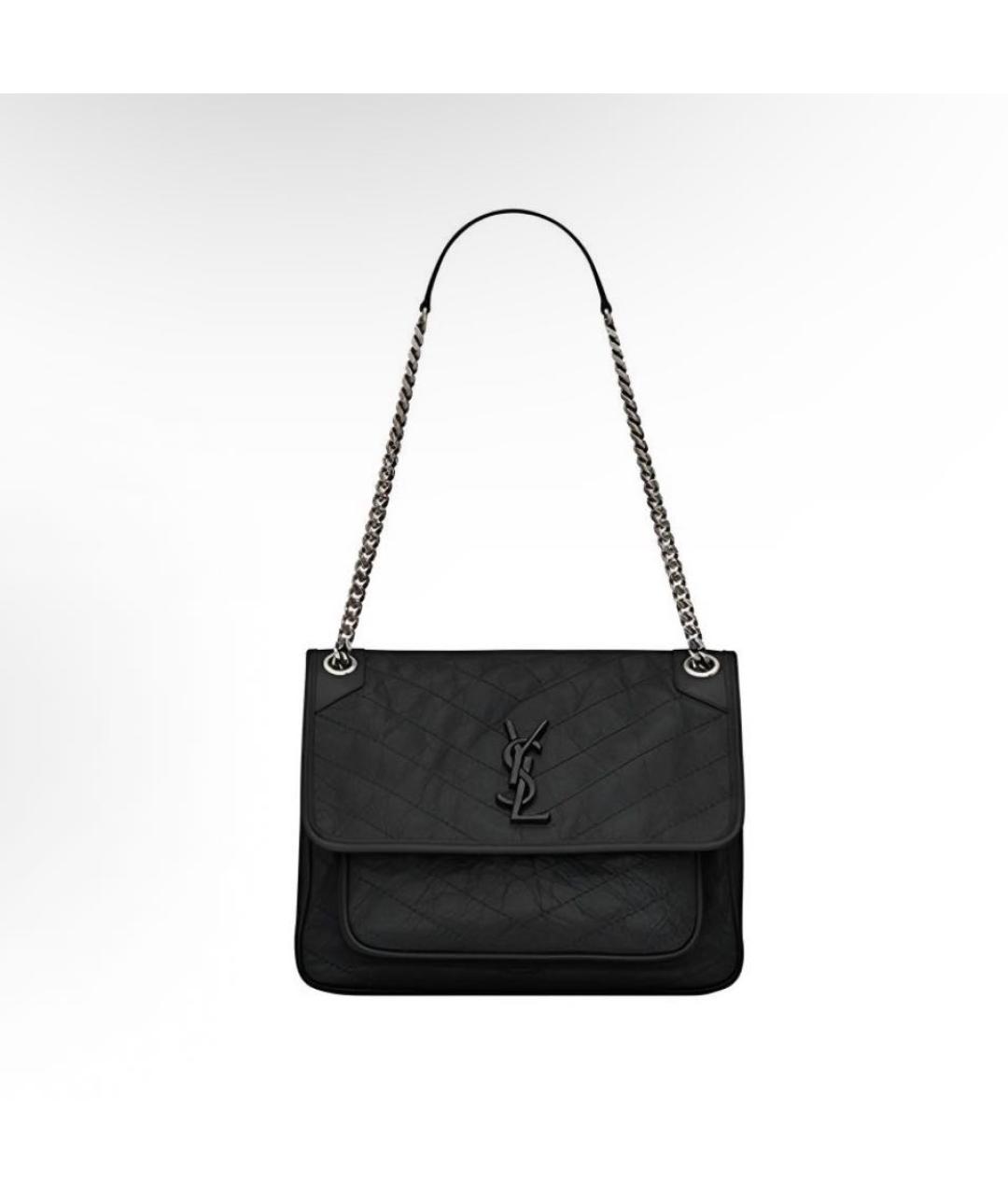 SAINT LAURENT Черная кожаная сумка через плечо, фото 4