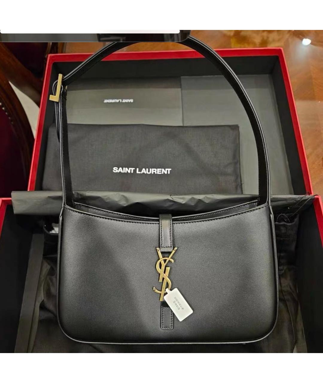 SAINT LAURENT Черная кожаная сумка через плечо, фото 3