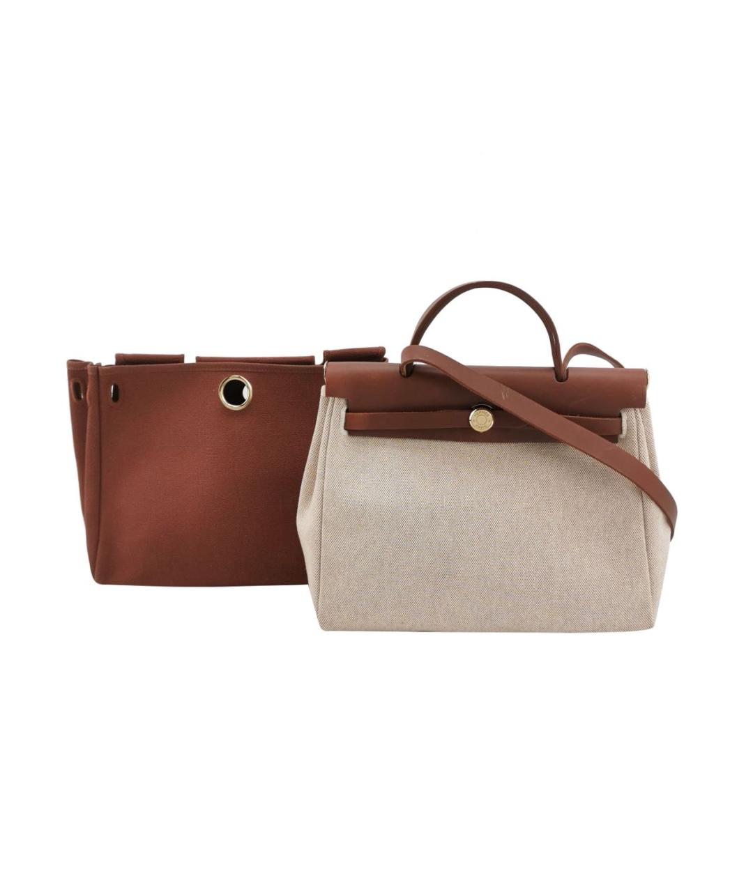 HERMES Бежевая тканевая сумка через плечо, фото 1