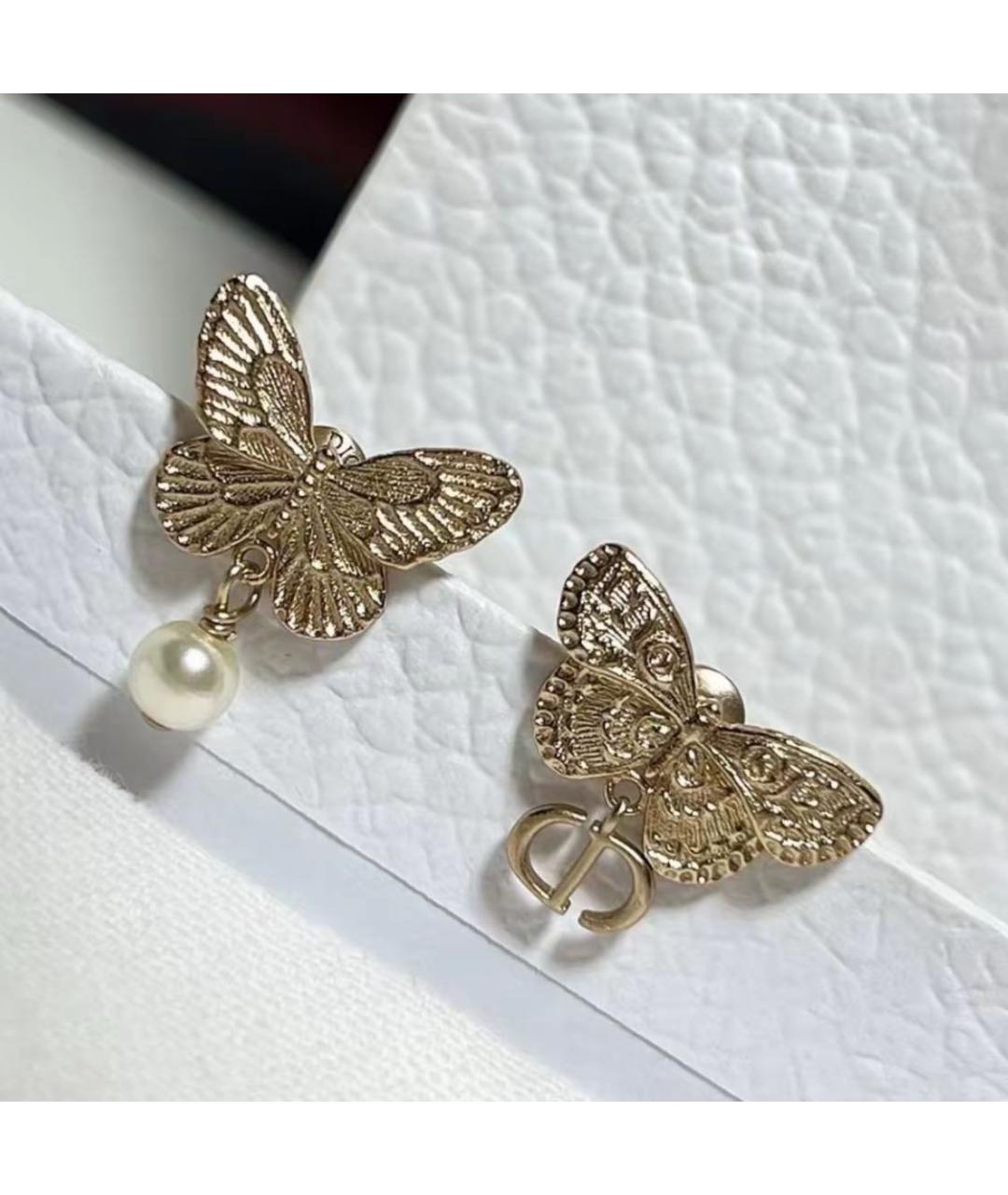 CHRISTIAN DIOR Золотые металлические серьги, фото 5